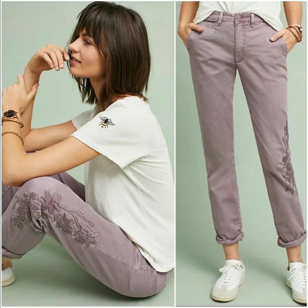 [reserved] Chino by Anthropologie Relaxed Fit Embroidered Pants (28in waist)